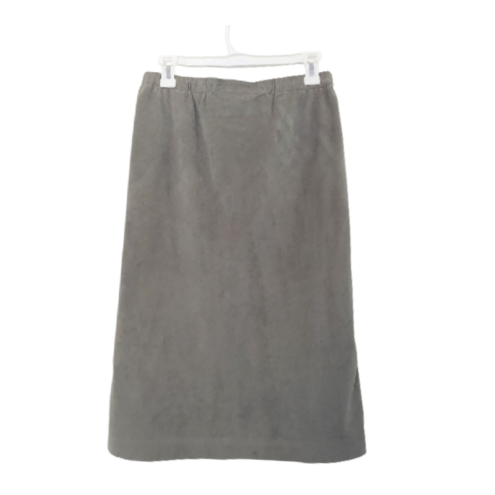 Vintage Olive Green Ultra Suede Midi Women's Skirt Size 10